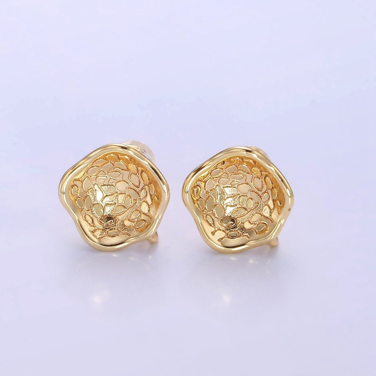 14K Gold Filled Curved Geometric Drop Stud Earrings Findings | Z702