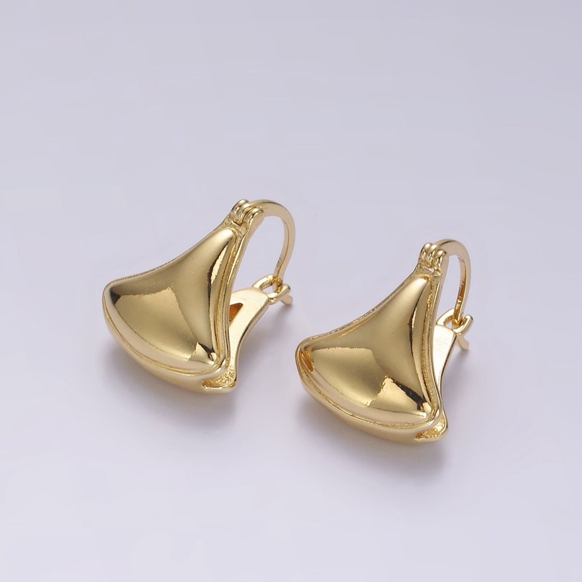 14K Gold Filled Curved Triangle Double Sided Minimalist Latch Hoop Earrings | V062