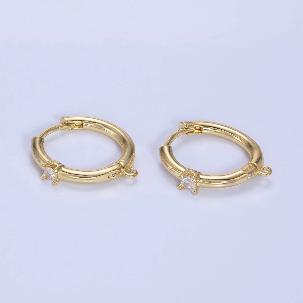 14K Gold Filled CZ 17mm Huggie Hoop Earring Findings | Z732