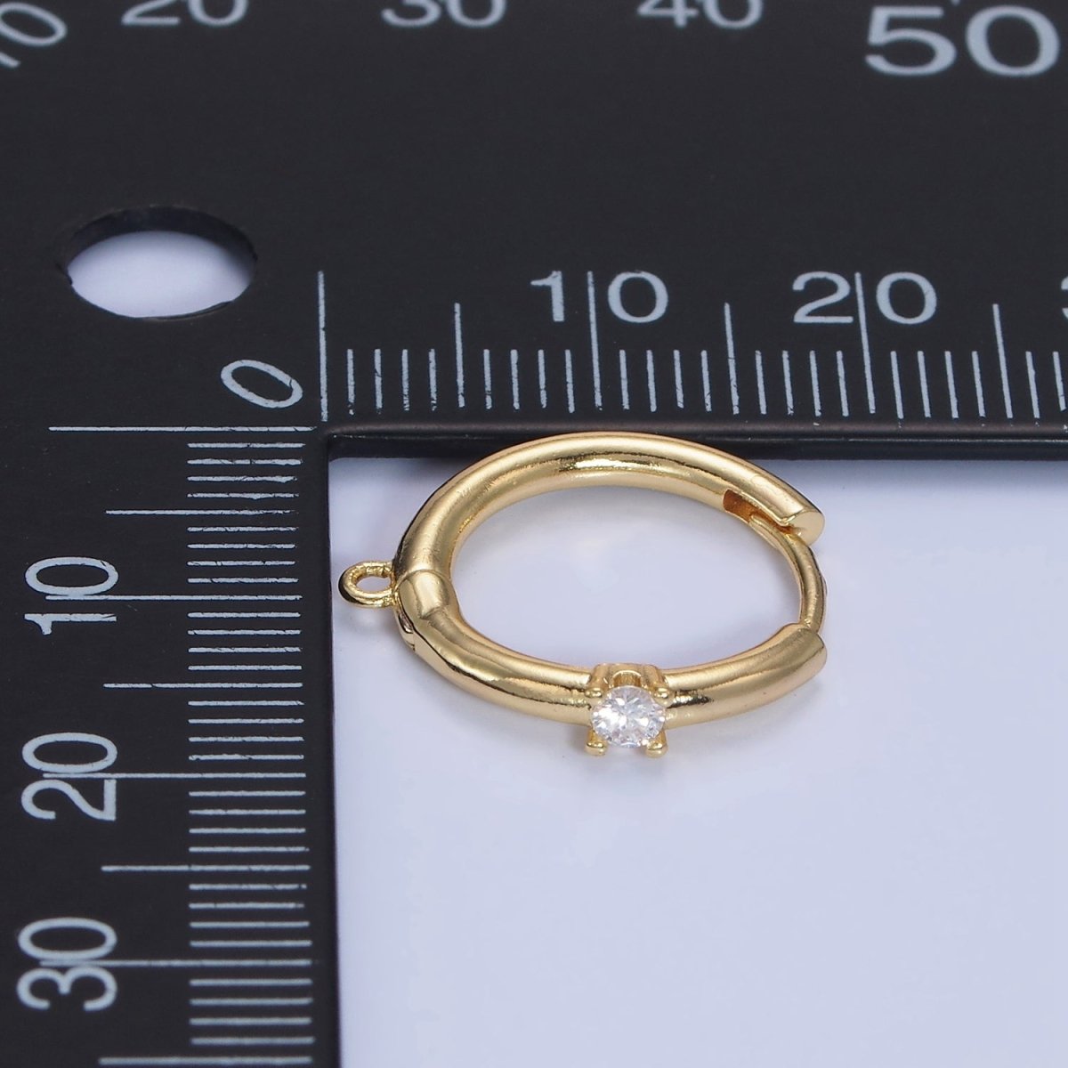 14K Gold Filled CZ 17mm Huggie Hoop Earring Findings | Z732