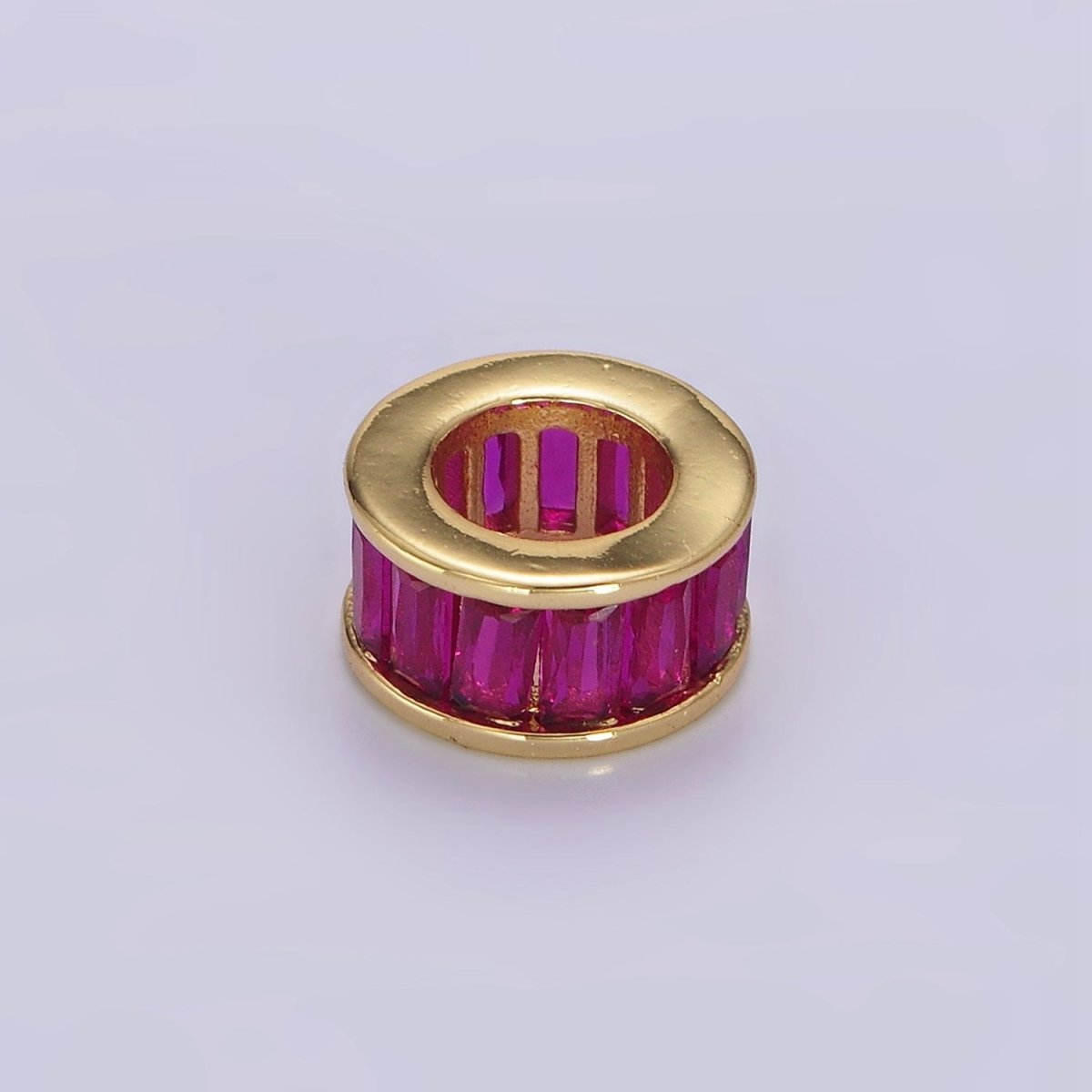 14K Gold Filled CZ Baguette Rondell Bead Birthstone Charm Spacer for Necklace Bracelet | B867 - B872