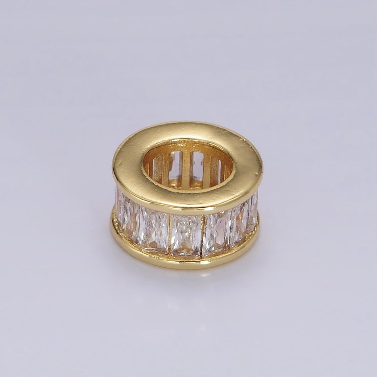 14K Gold Filled CZ Baguette Rondell Bead Birthstone Charm Spacer for Necklace Bracelet | B867 - B872