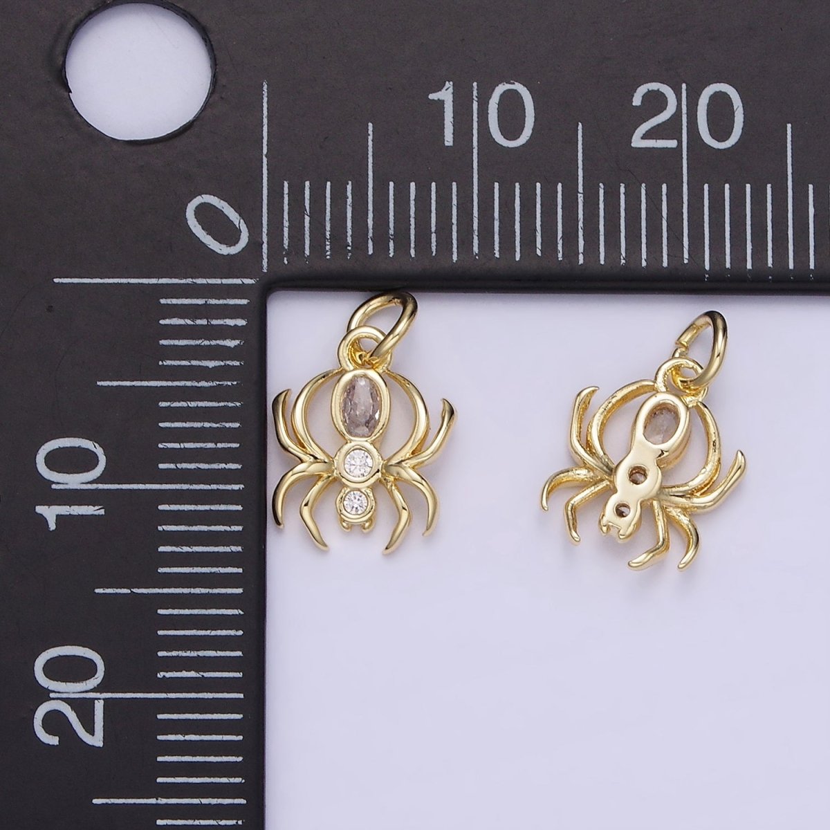 14K Gold Filled CZ Black Widow Spider Insect Animal Charm | AG746