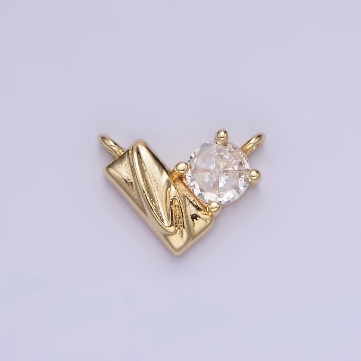 14K Gold Filled CZ Curved Edged Rectangle Geometric Heart Connector | G295