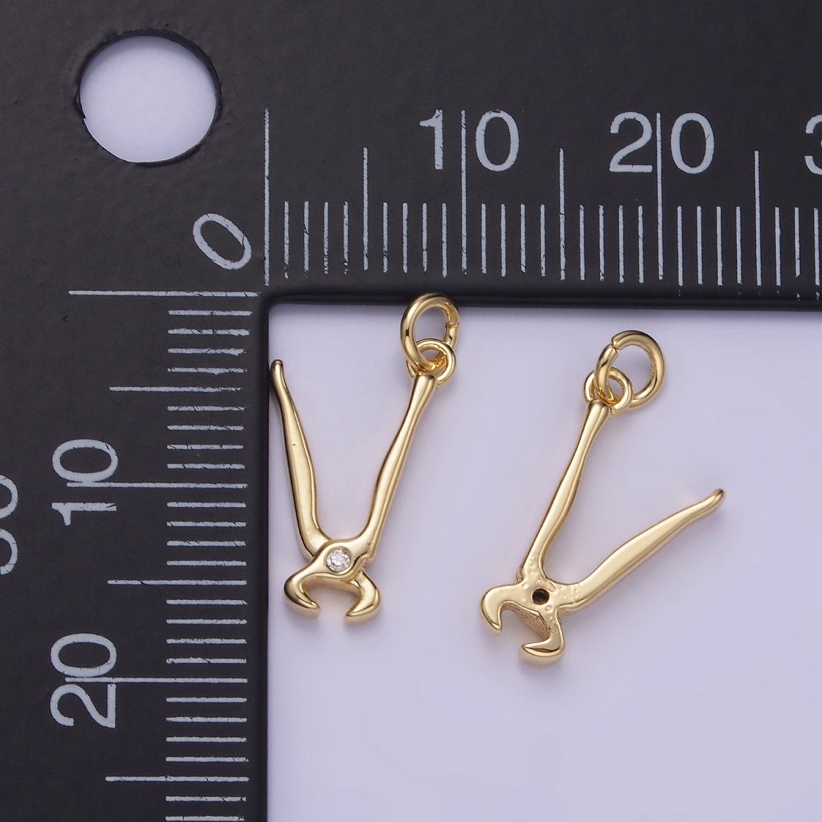14K Gold Filled CZ Cutting Pliers Construction Tool Mini Charm | W559