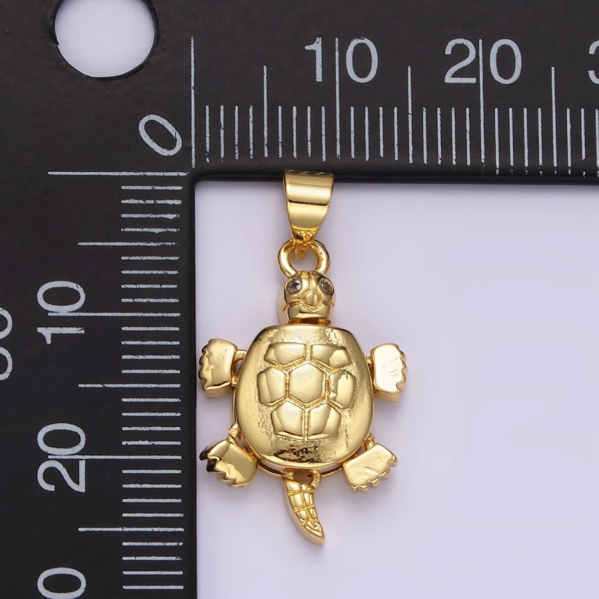 14K Gold Filled CZ Eye Turtle Tortoise Ocean Animal Pendant | N1910