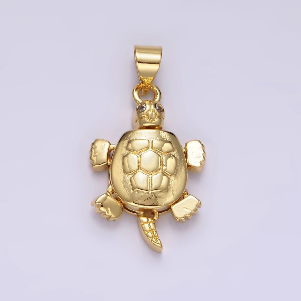 14K Gold Filled CZ Eye Turtle Tortoise Ocean Animal Pendant | N1910