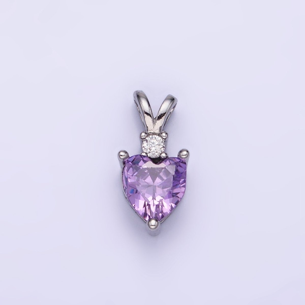 14K Gold Filled CZ Heart Birthstone Double Bail Pendant in Gold & Silver | AA1219 - AA1230