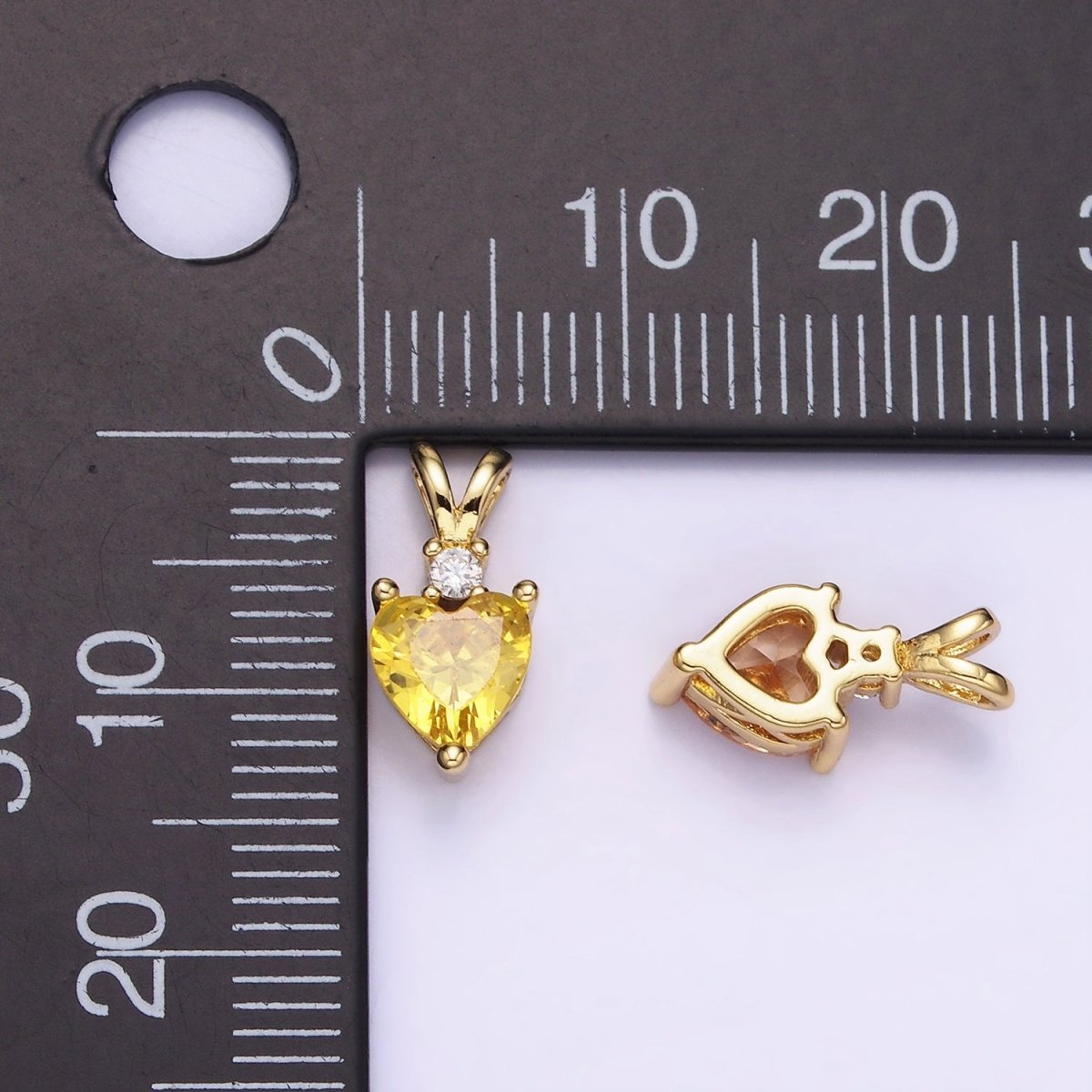 14K Gold Filled CZ Heart Birthstone Double Bail Pendant in Gold & Silver | AA1219 - AA1230