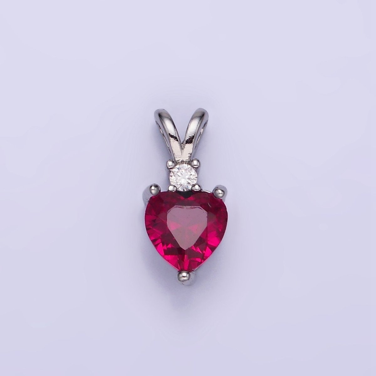 14K Gold Filled CZ Heart Birthstone Double Bail Pendant in Gold & Silver | AA1219 - AA1230