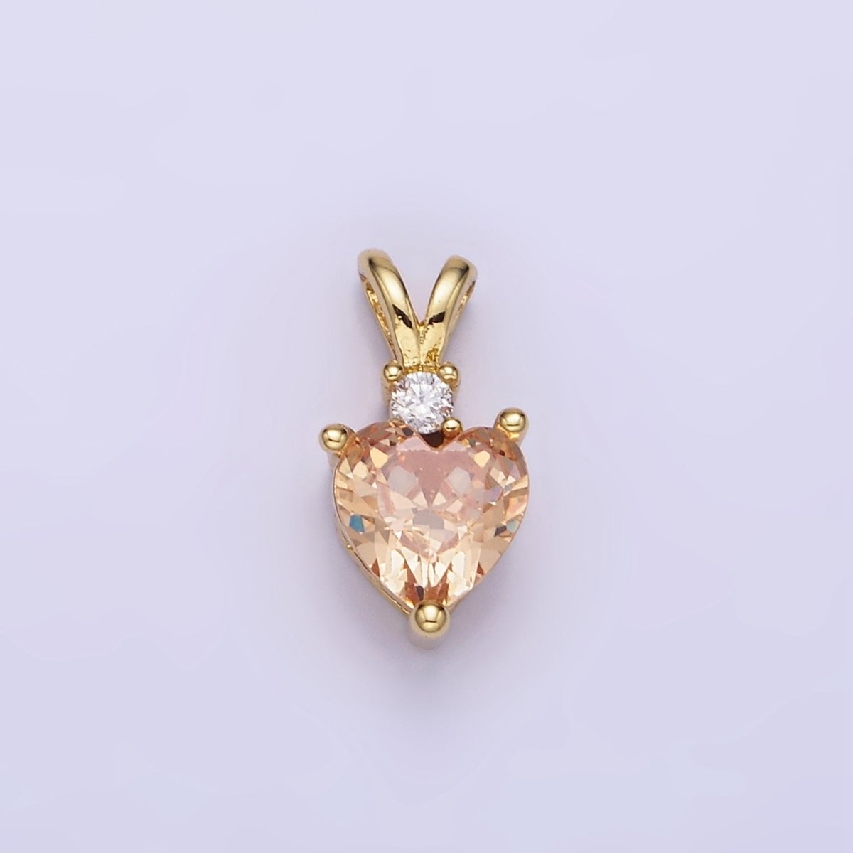 14K Gold Filled CZ Heart Birthstone Double Bail Pendant in Gold & Silver | AA1219 - AA1230