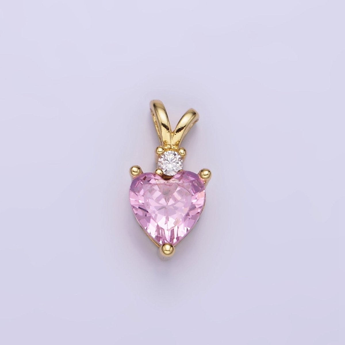 14K Gold Filled CZ Heart Birthstone Double Bail Pendant in Gold & Silver | AA1219 - AA1230