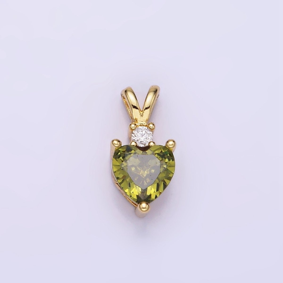14K Gold Filled CZ Heart Birthstone Double Bail Pendant in Gold & Silver | AA1219 - AA1230
