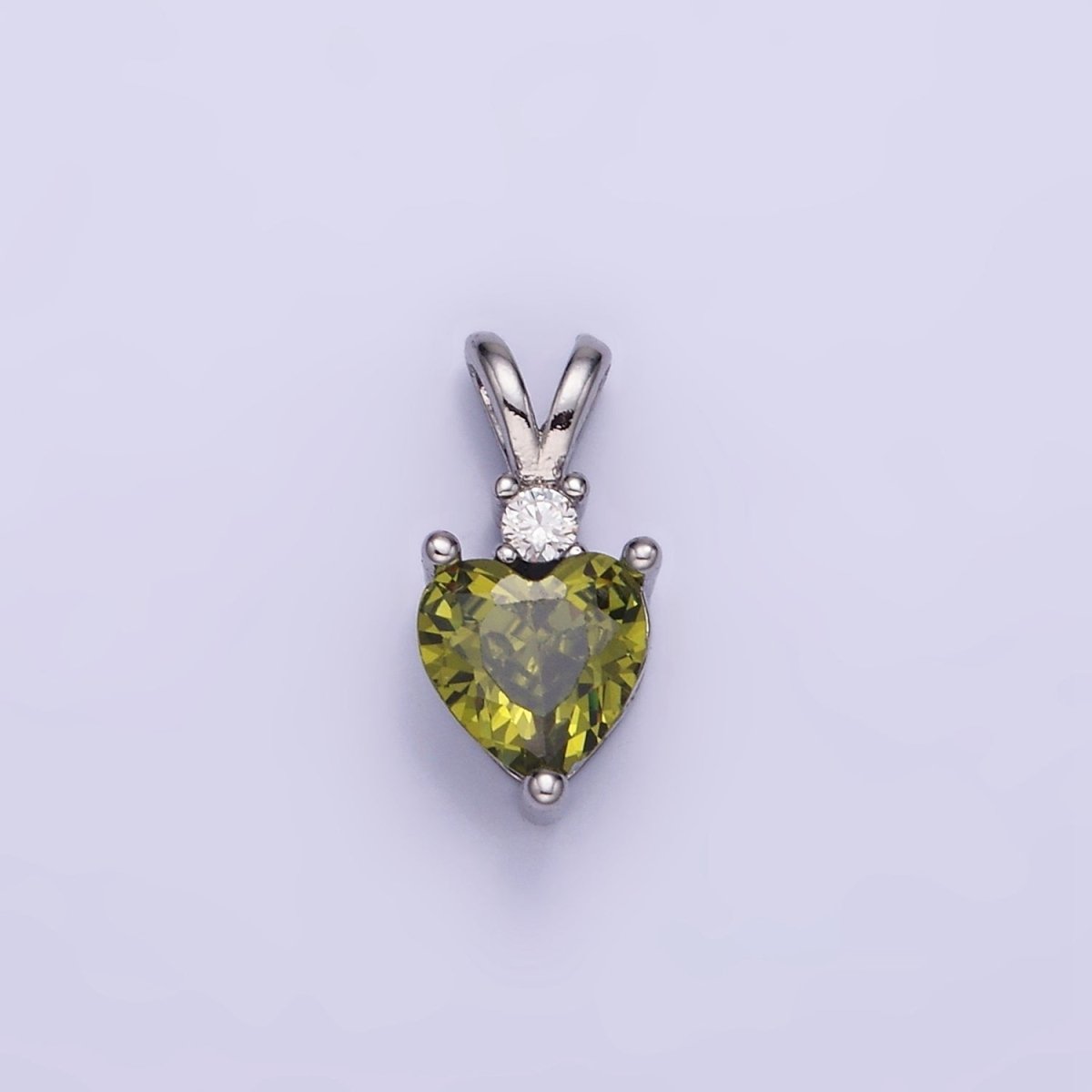 14K Gold Filled CZ Heart Birthstone Double Bail Pendant in Gold & Silver | AA1219 - AA1230