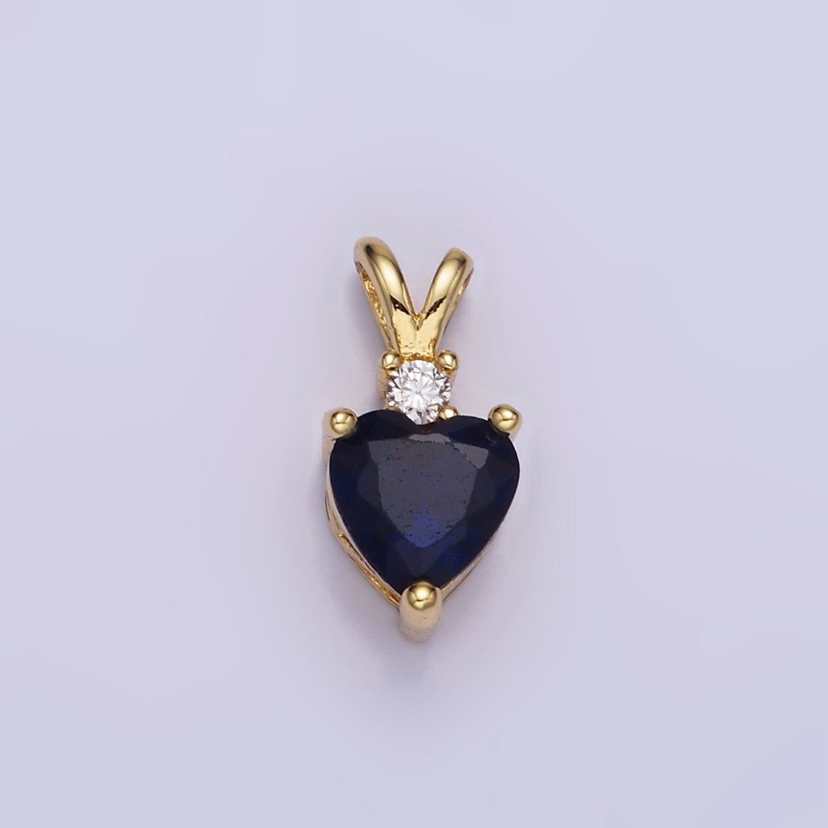 14K Gold Filled CZ Heart Birthstone Double Bail Pendant in Gold & Silver | AA1219 - AA1230
