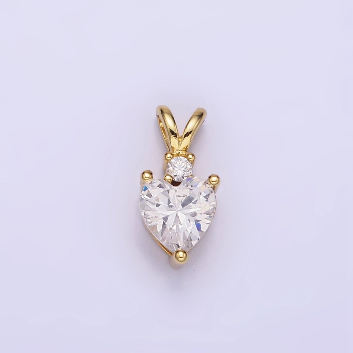 14K Gold Filled CZ Heart Birthstone Double Bail Pendant in Gold & Silver | AA1219 - AA1230