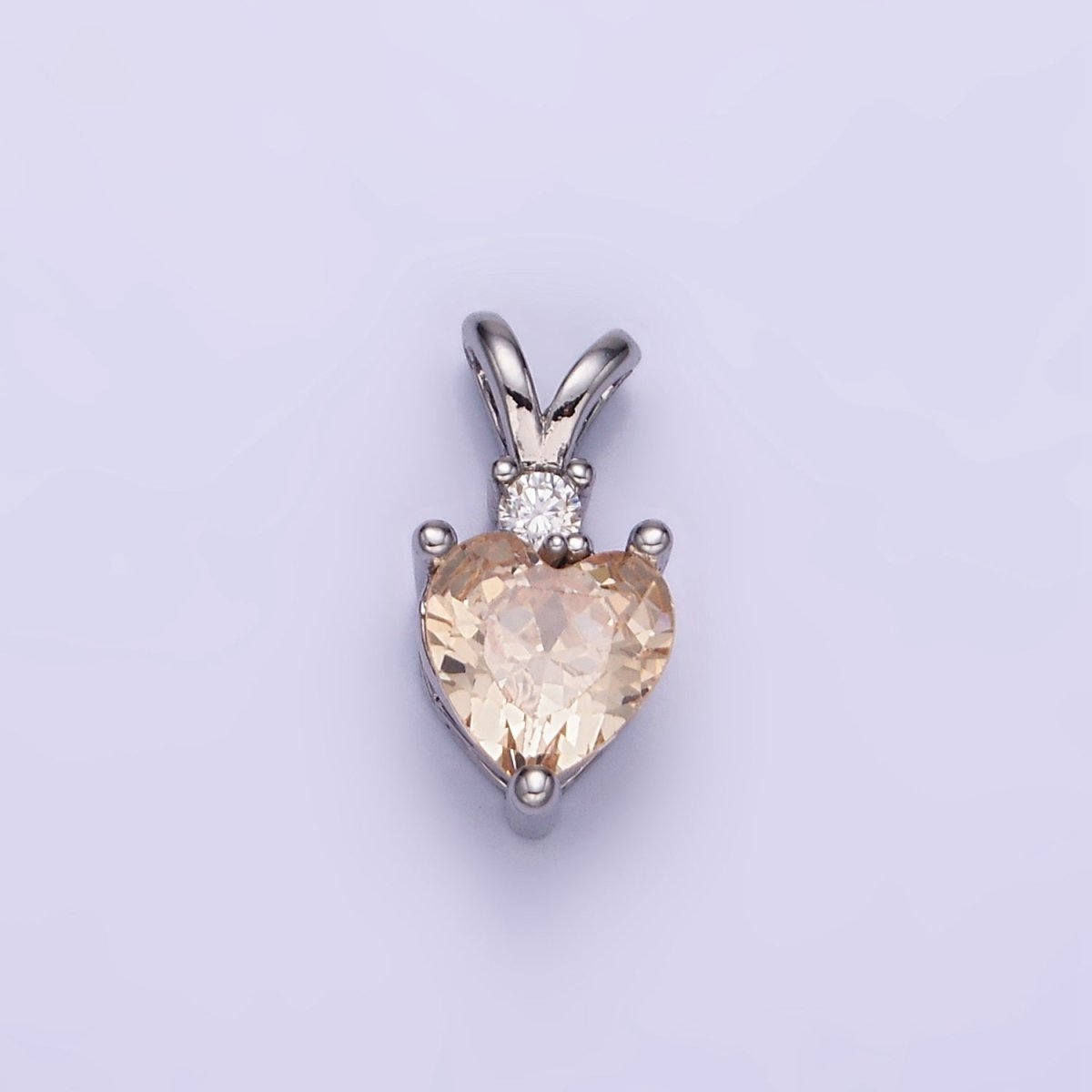 14K Gold Filled CZ Heart Birthstone Double Bail Pendant in Gold & Silver | AA1219 - AA1230