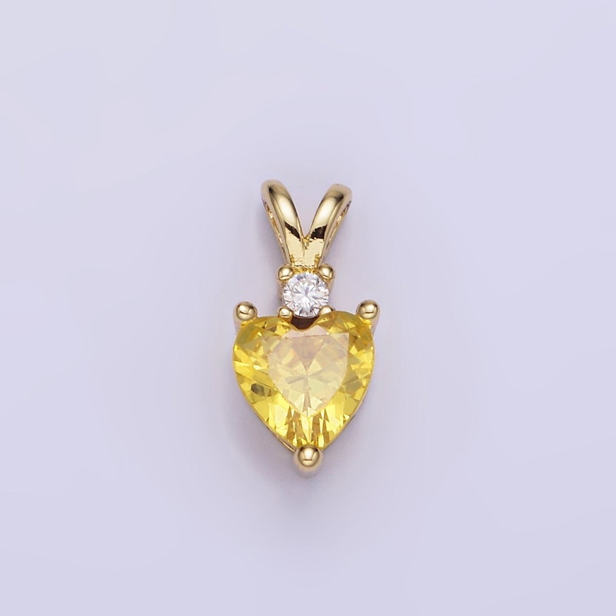 14K Gold Filled CZ Heart Birthstone Double Bail Pendant in Gold & Silver | AA1219 - AA1230