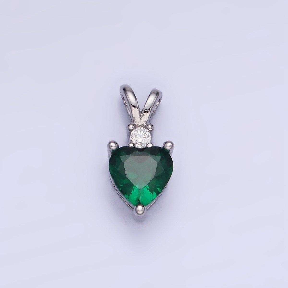 14K Gold Filled CZ Heart Birthstone Double Bail Pendant in Gold & Silver | AA1219 - AA1230