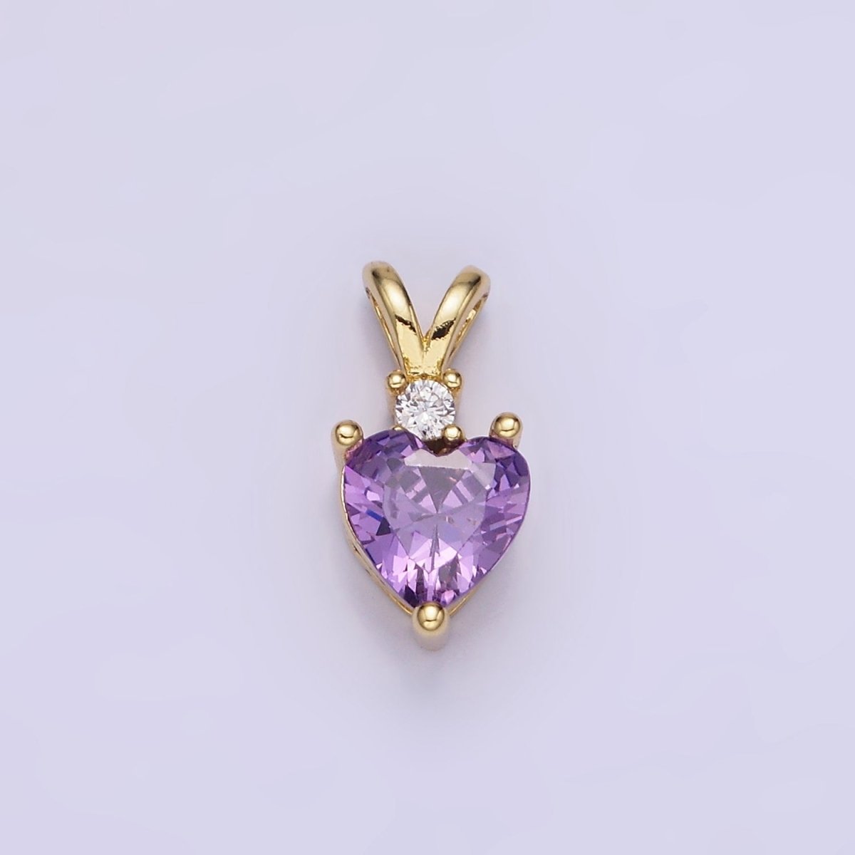 14K Gold Filled CZ Heart Birthstone Double Bail Pendant in Gold & Silver | AA1219 - AA1230