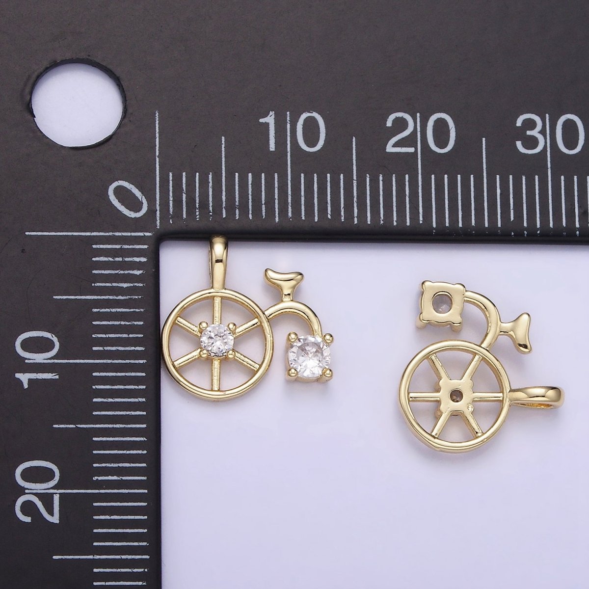 14K Gold Filled CZ High Wheel Bicycle Charm | AA1201