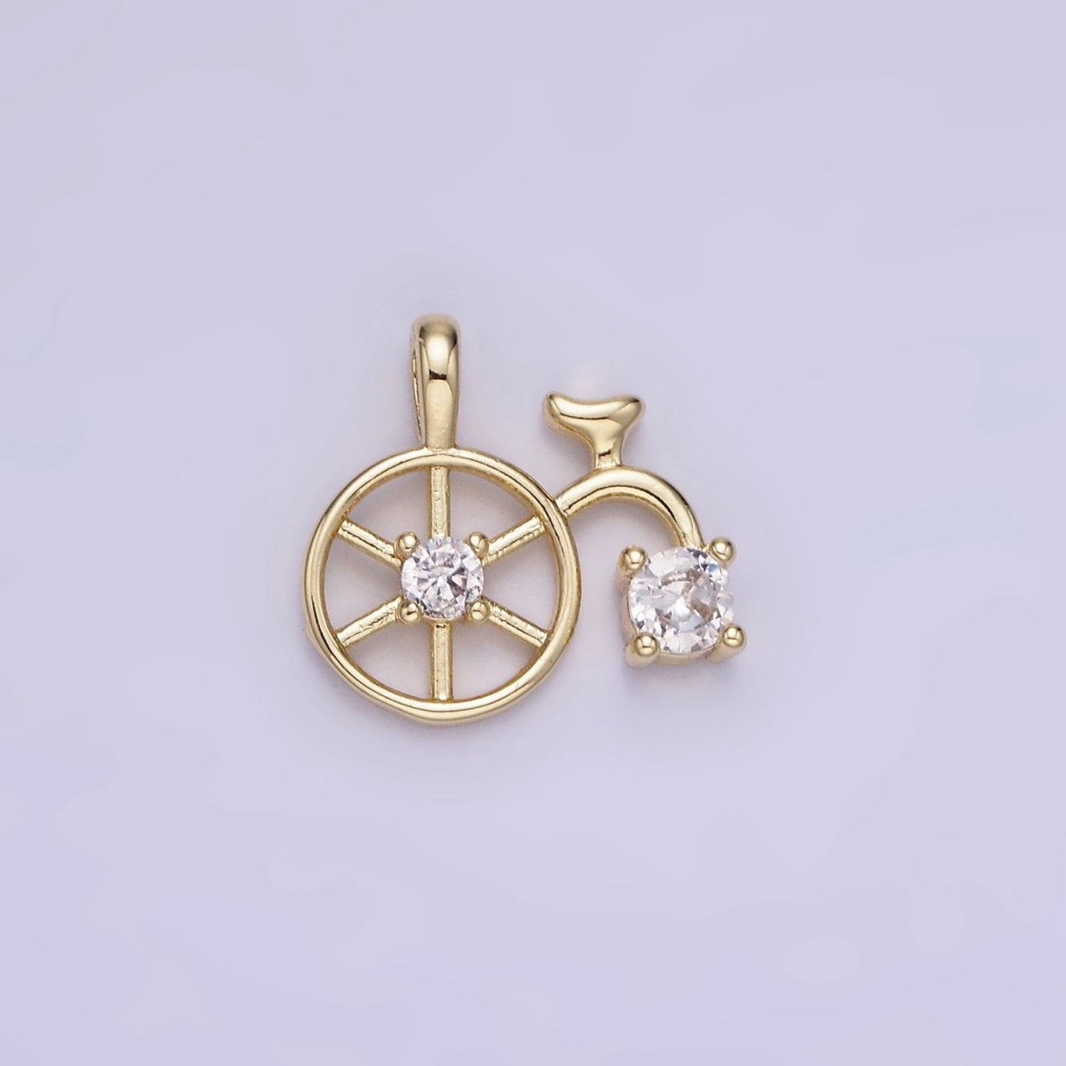 14K Gold Filled CZ High Wheel Bicycle Charm | AA1201