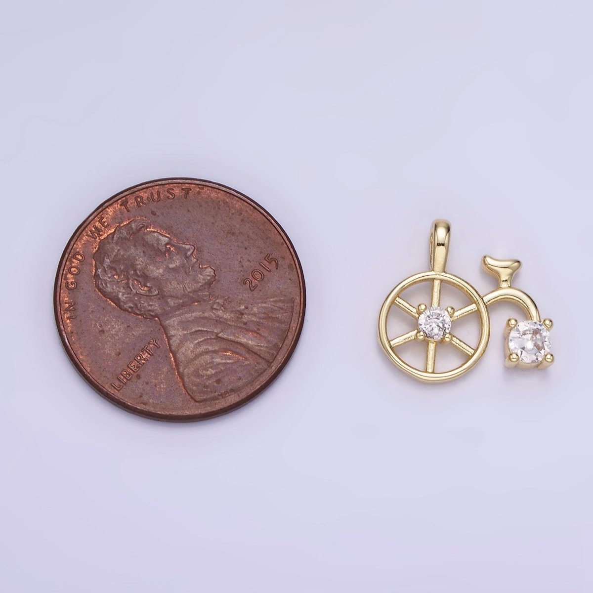 14K Gold Filled CZ High Wheel Bicycle Charm | AA1201