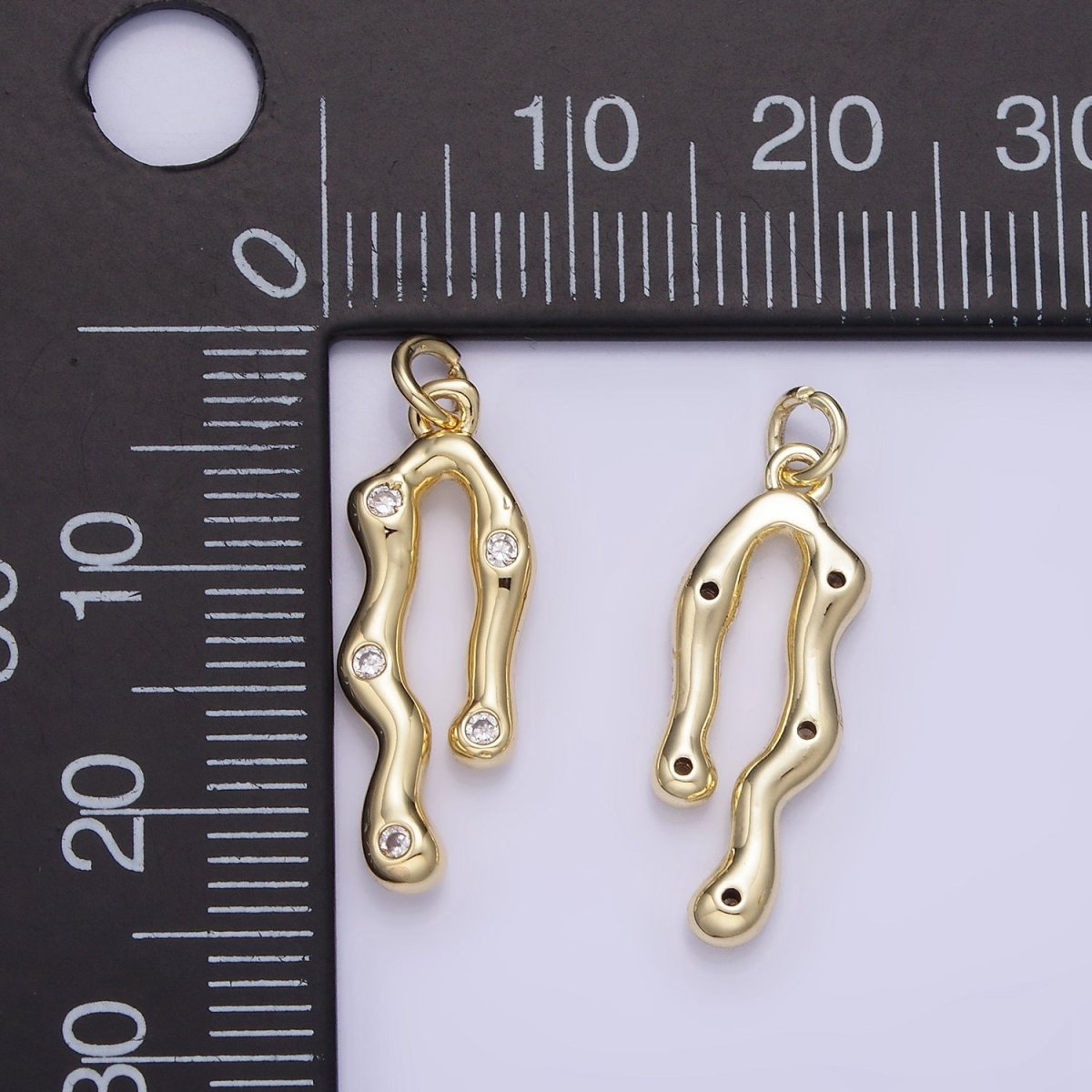 14K Gold Filled CZ Molten Band Charm | AG713