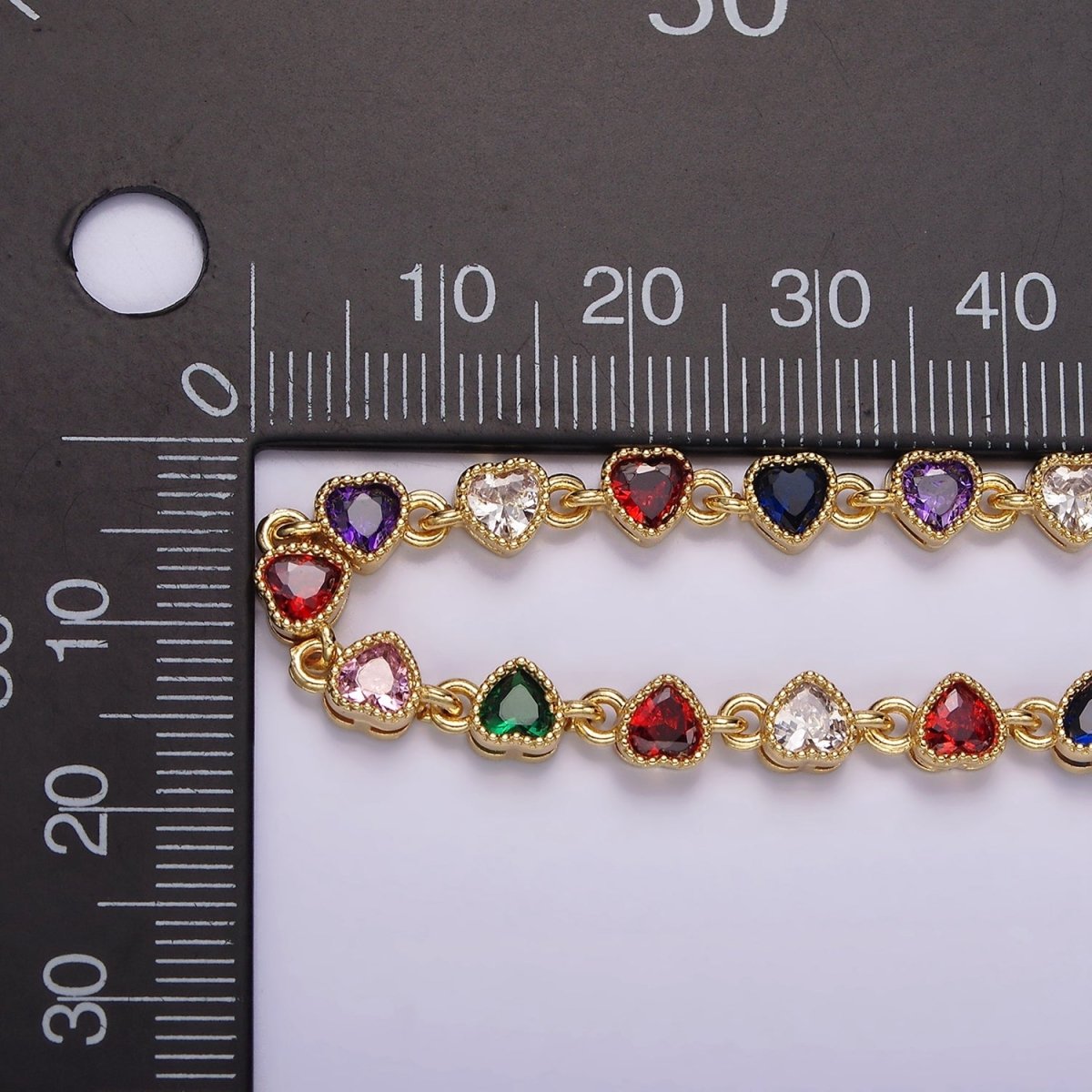 14K Gold Filled CZ Multicolor Heart Bezel 15 Inch Necklace in Gold & Silver | WA-2244 WA-2245 Clearance Pricing