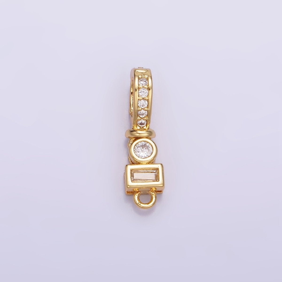 14K Gold Filled CZ Round Baguette Micro Paved Bail Findings in Gold & Silver | Z720