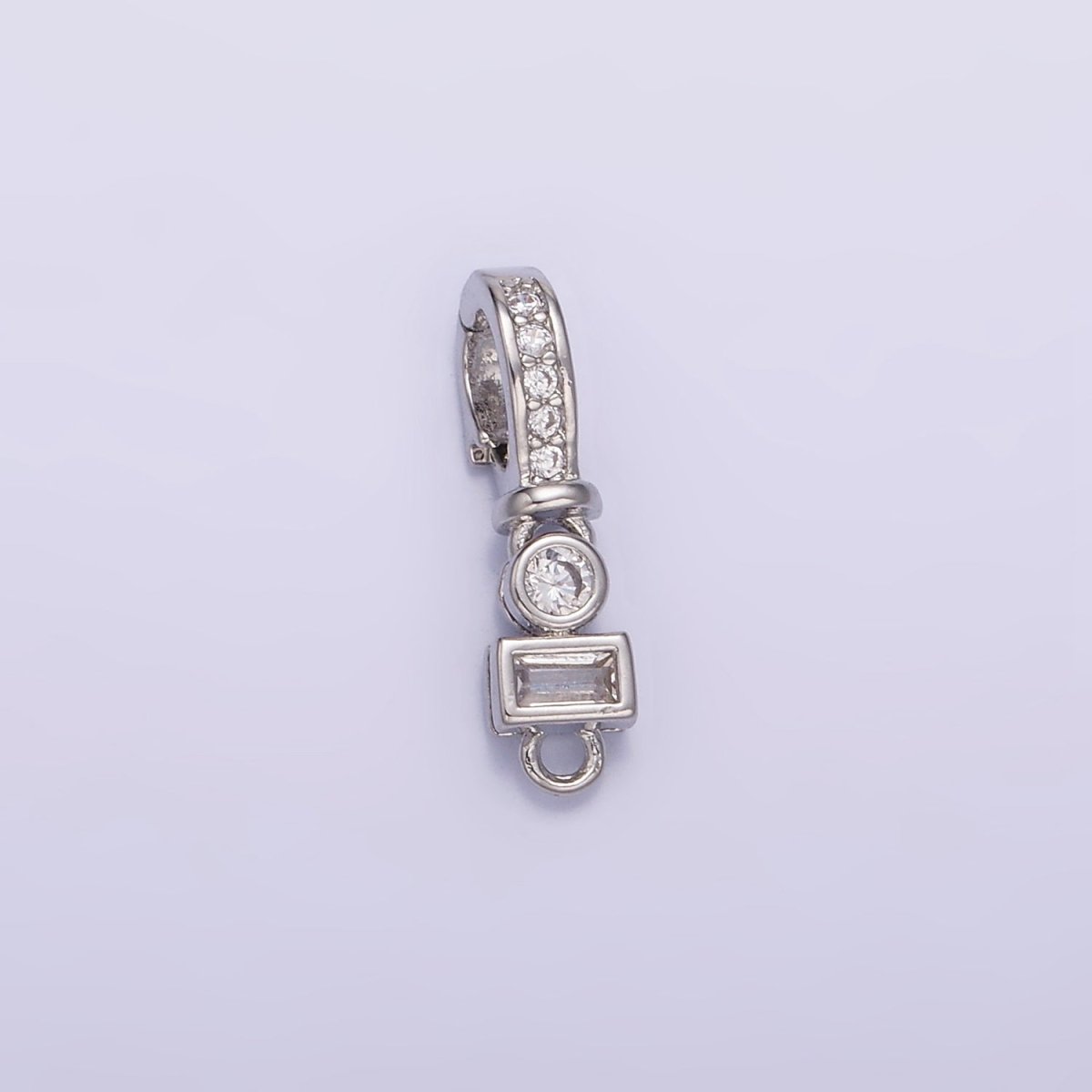 14K Gold Filled CZ Round Baguette Micro Paved Bail Findings in Gold & Silver | Z720