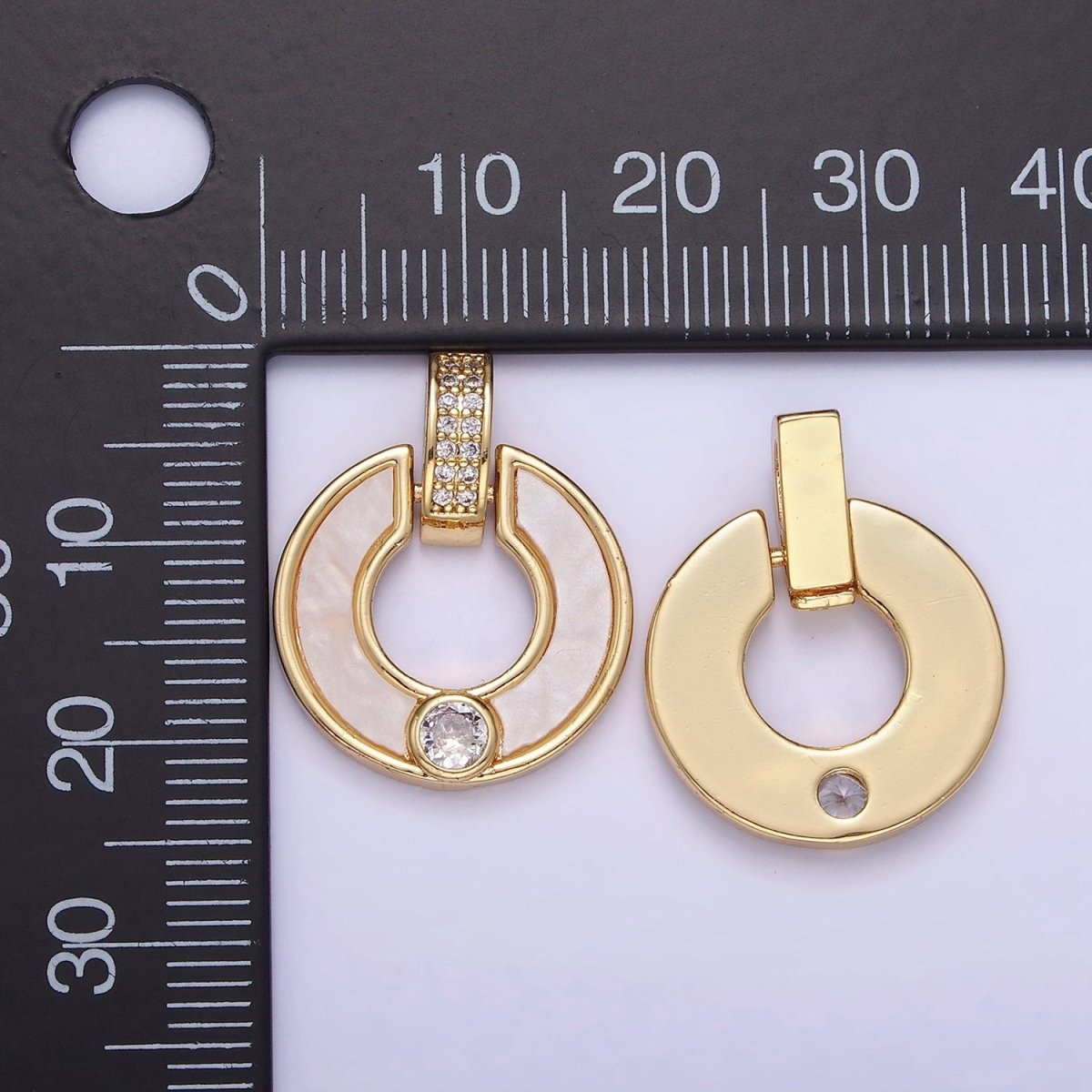 14K Gold Filled CZ Shell Pearl Open Round Micro Paved Bail Pendant | AA1185