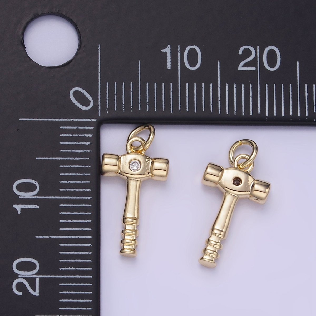 14K Gold Filled CZ Sledge Hammer Construction Tool Mini Charm | W560