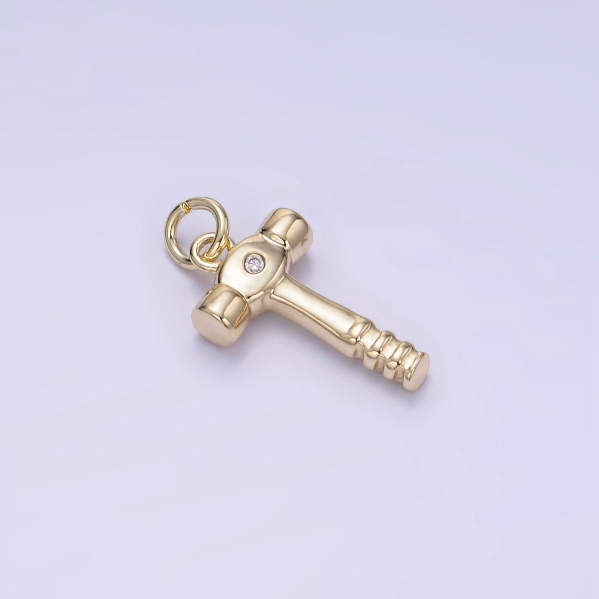 14K Gold Filled CZ Sledge Hammer Construction Tool Mini Charm | W560