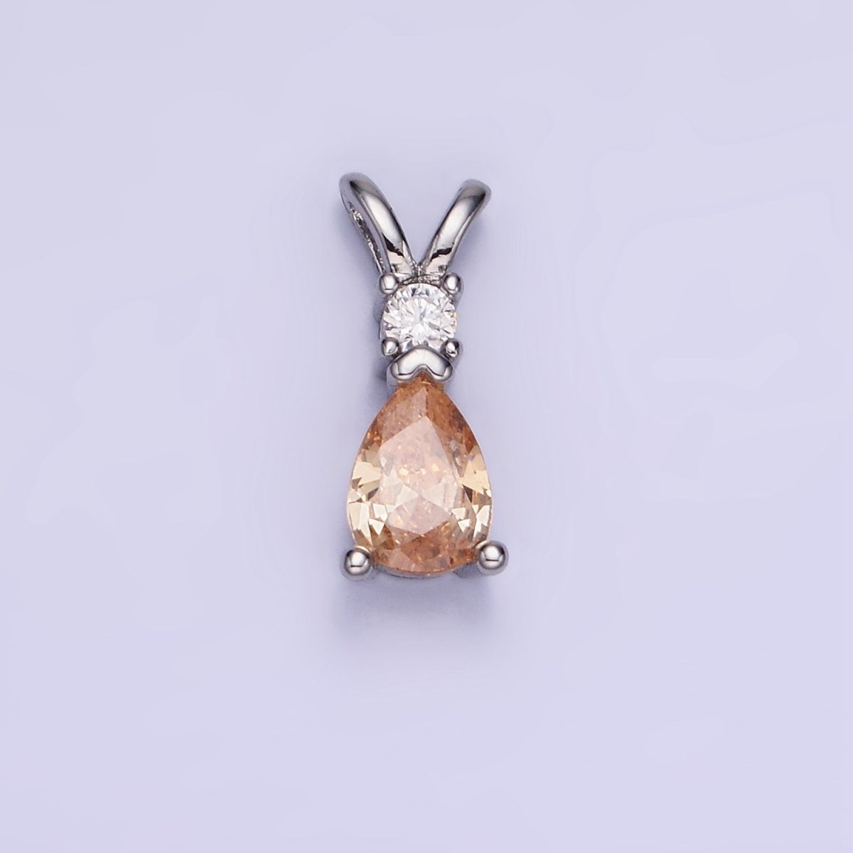 14K Gold Filled CZ Teardrop Birthstone Double Bail Pendant in Gold & Silver | AA1207 - AA1218