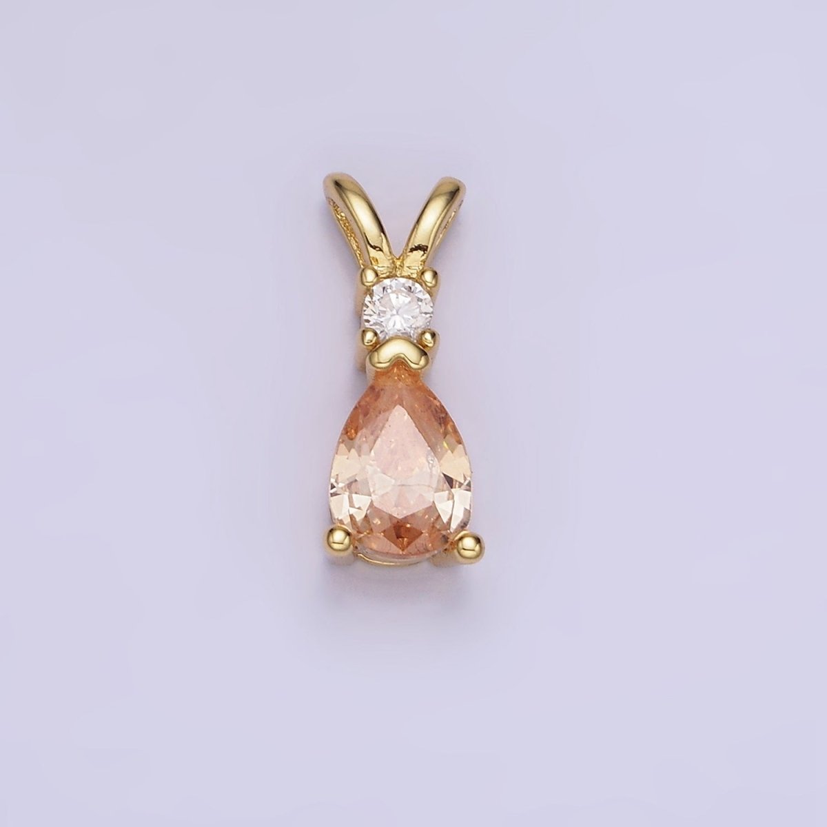 14K Gold Filled CZ Teardrop Birthstone Double Bail Pendant in Gold & Silver | AA1207 - AA1218