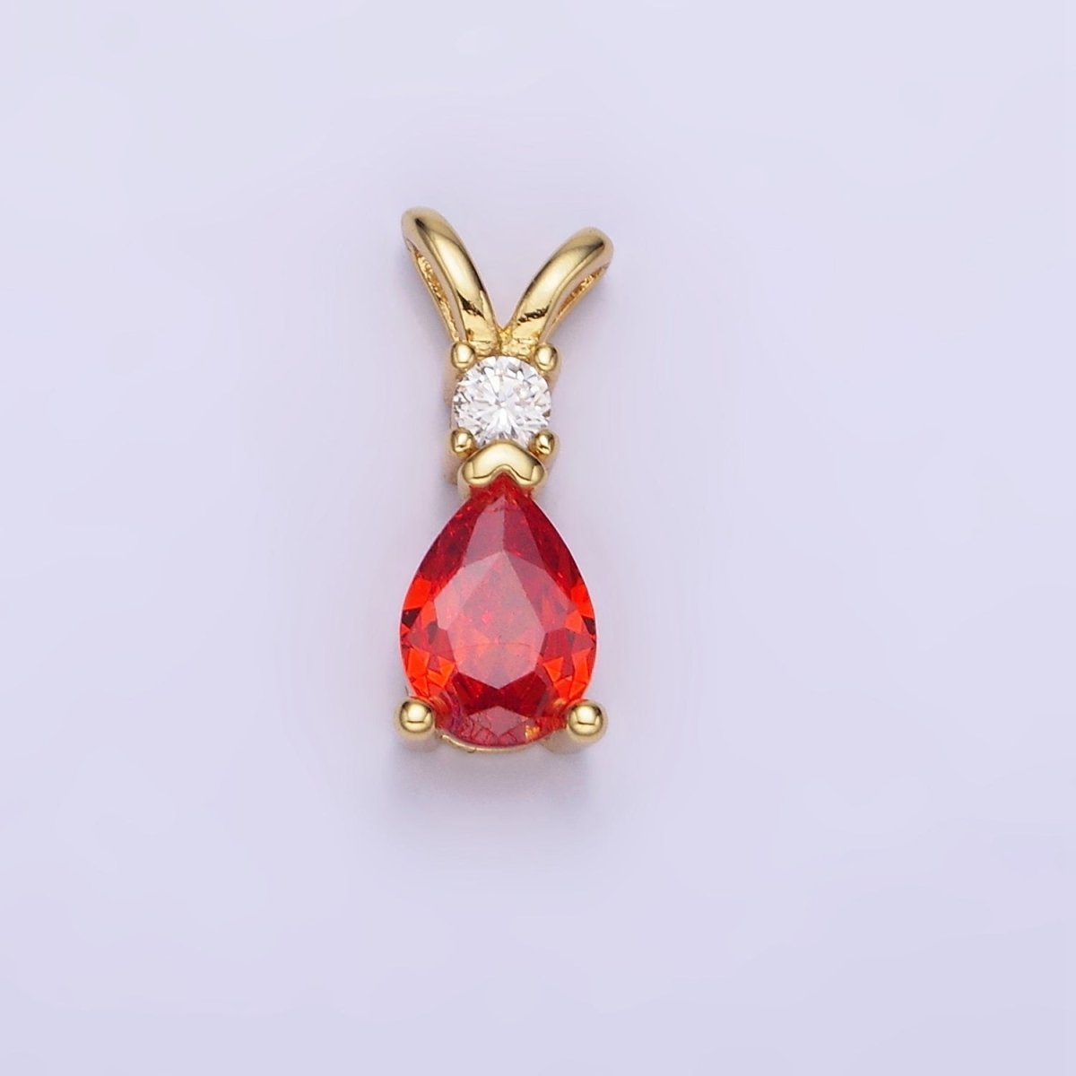 14K Gold Filled CZ Teardrop Birthstone Double Bail Pendant in Gold & Silver | AA1207 - AA1218