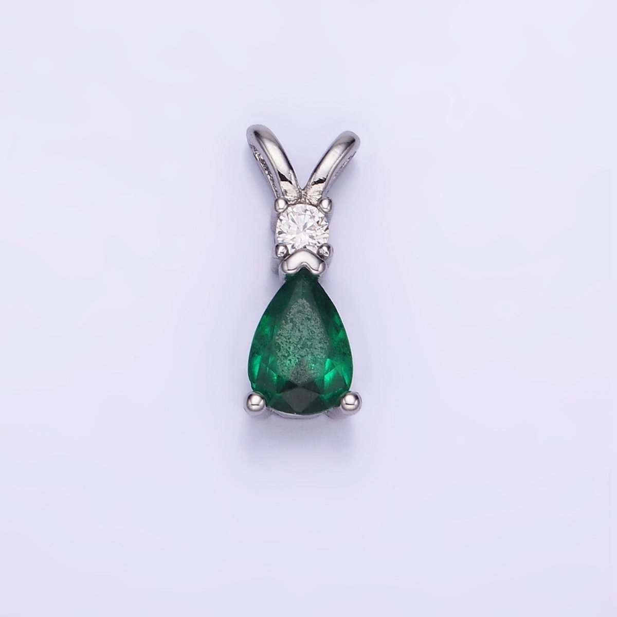 14K Gold Filled CZ Teardrop Birthstone Double Bail Pendant in Gold & Silver | AA1207 - AA1218