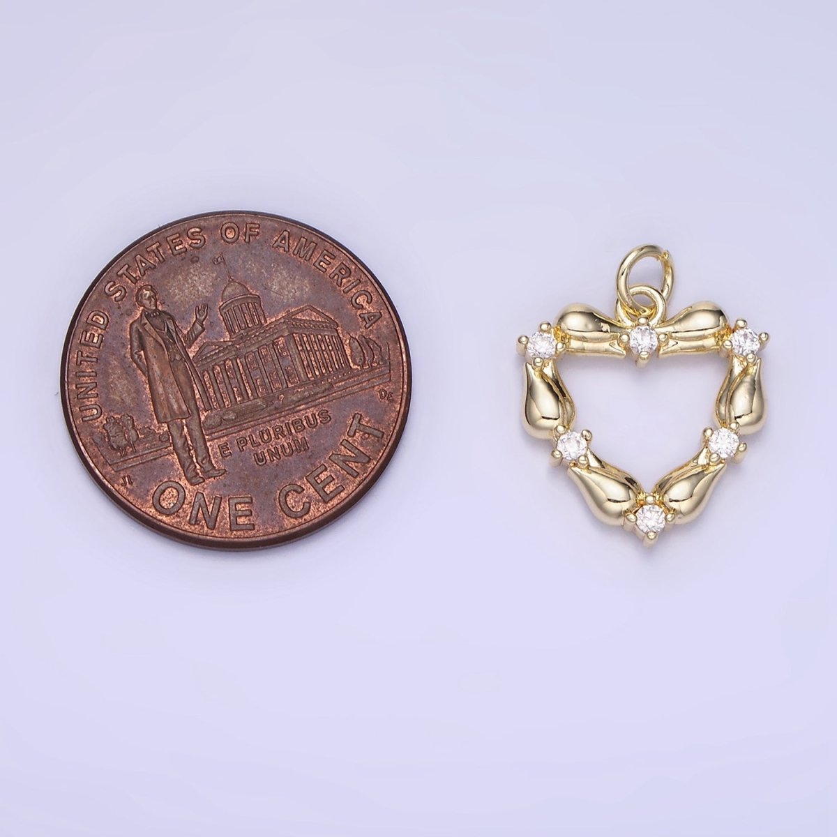14K Gold Filled CZ Tulip Rose Flower Open Heart Charm | AG664