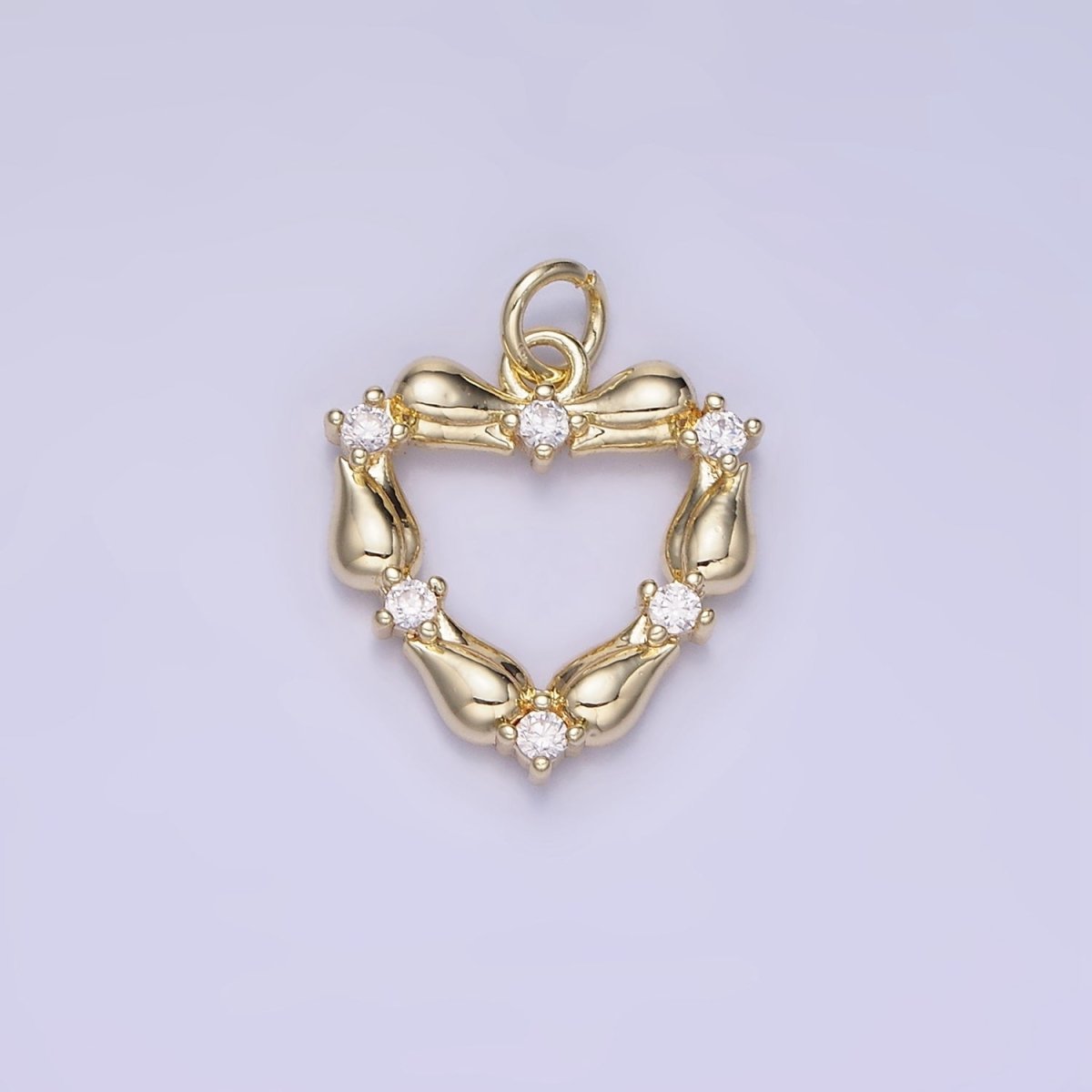 14K Gold Filled CZ Tulip Rose Flower Open Heart Charm | AG664