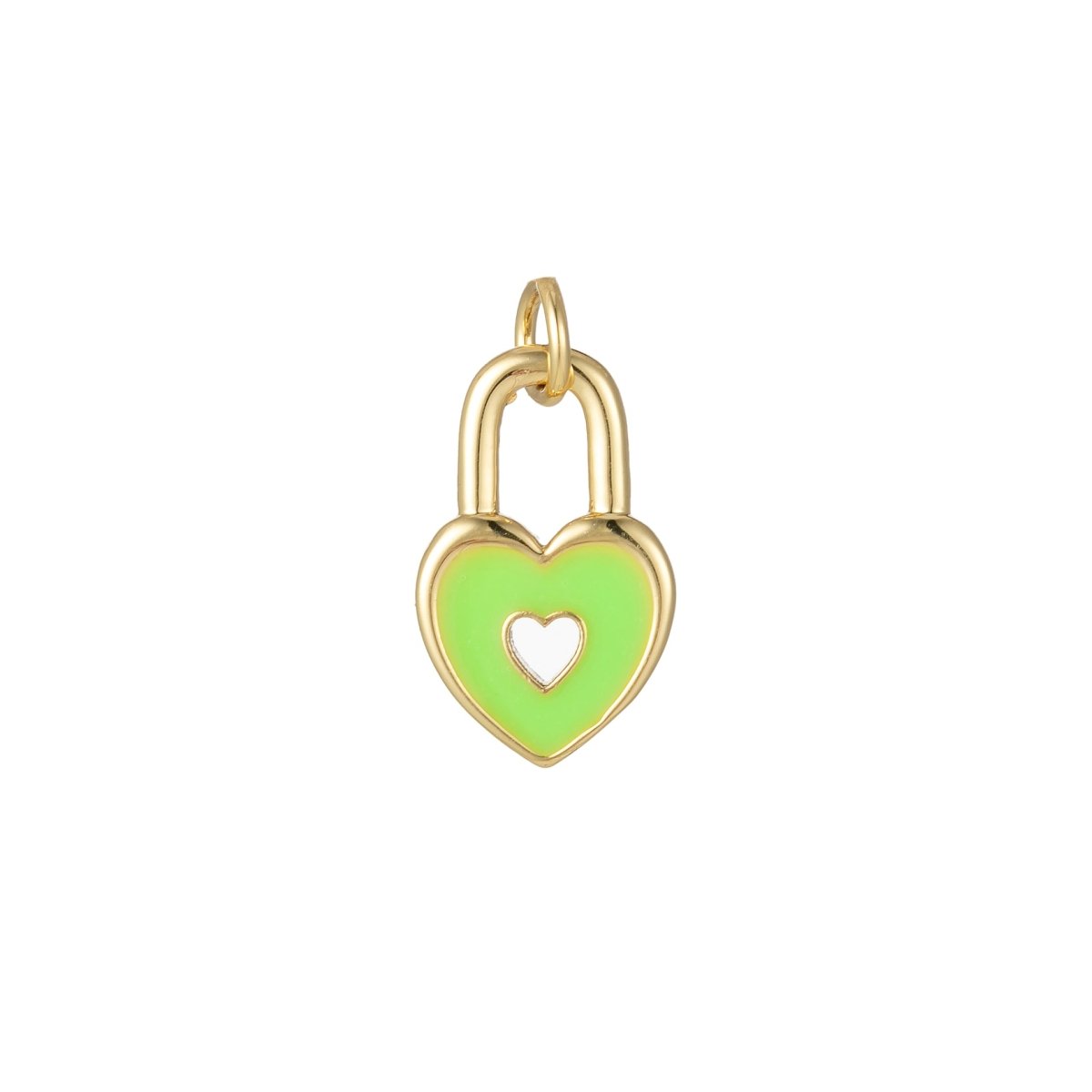 14k Gold Filled Dainty Heart Padlock Charm Colorful Enamel Lock Charm for Necklace Bracelet Jewelry Making Black Blue Pink Green Orange Purple E-794-E-803