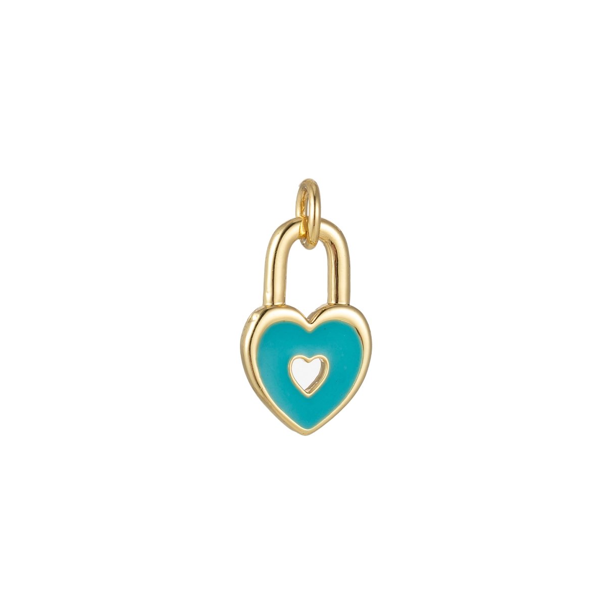 14k Gold Filled Dainty Heart Padlock Charm Colorful Enamel Lock Charm for Necklace Bracelet Jewelry Making Black Blue Pink Green Orange Purple E-794-E-803