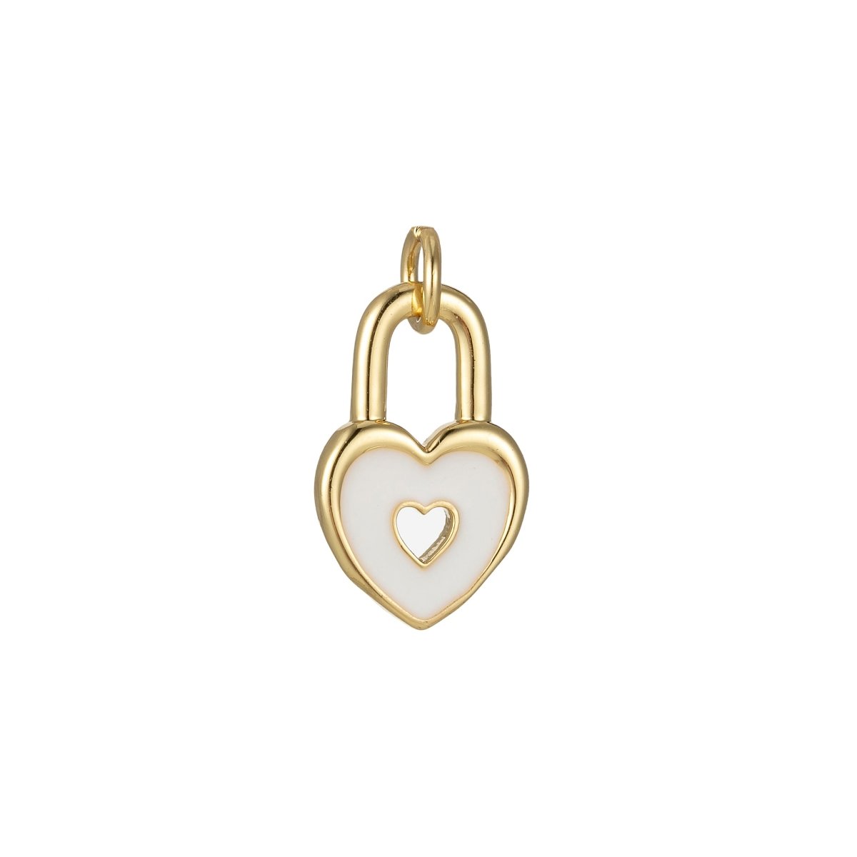 14k Gold Filled Dainty Heart Padlock Charm Colorful Enamel Lock Charm for Necklace Bracelet Jewelry Making Black Blue Pink Green Orange Purple E-794-E-803