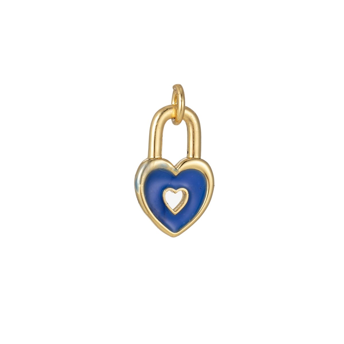 14k Gold Filled Dainty Heart Padlock Charm Colorful Enamel Lock Charm for Necklace Bracelet Jewelry Making Black Blue Pink Green Orange Purple E-794-E-803