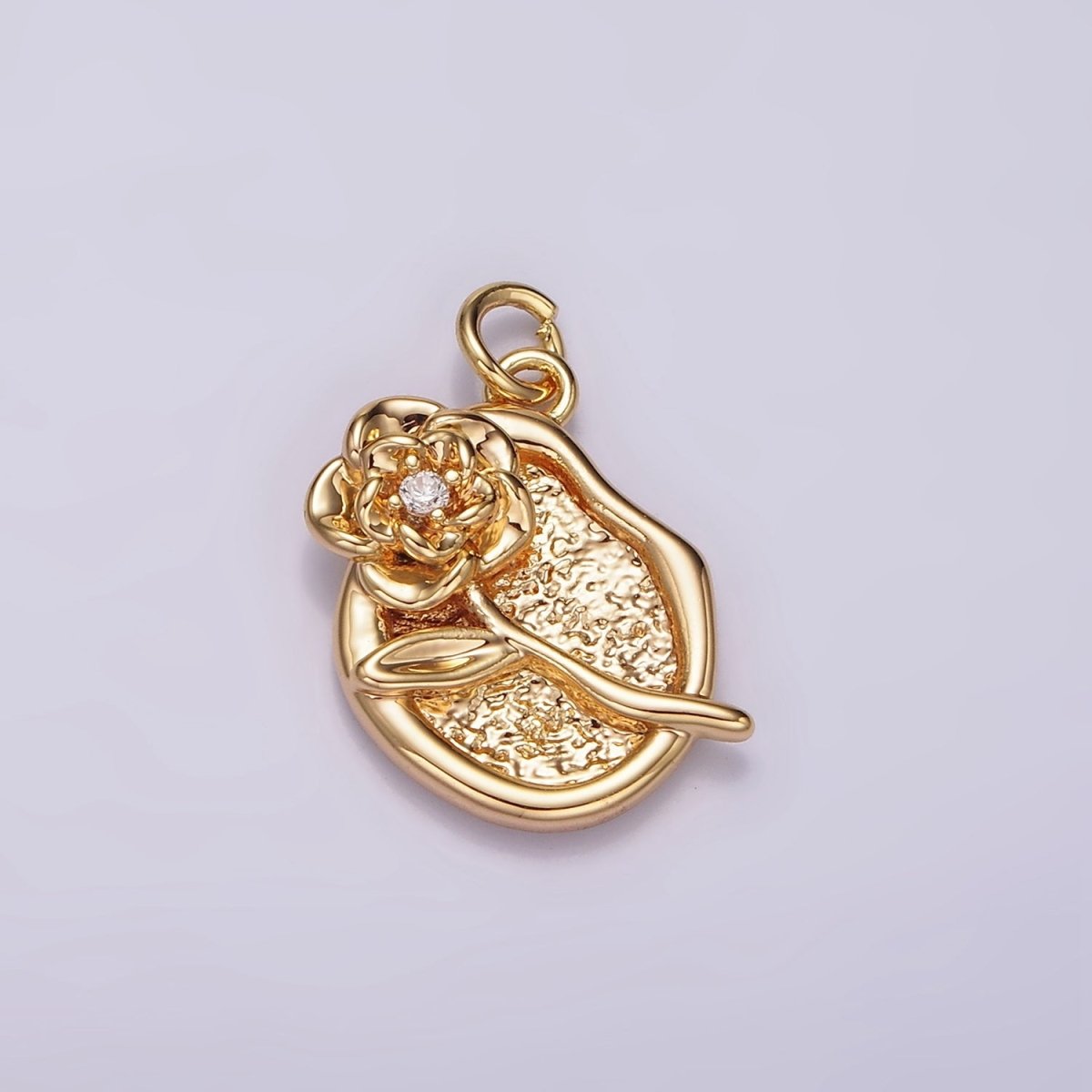 14K Gold Filled Daisy Flower Abstract Hammered Stamped Charm | AG423