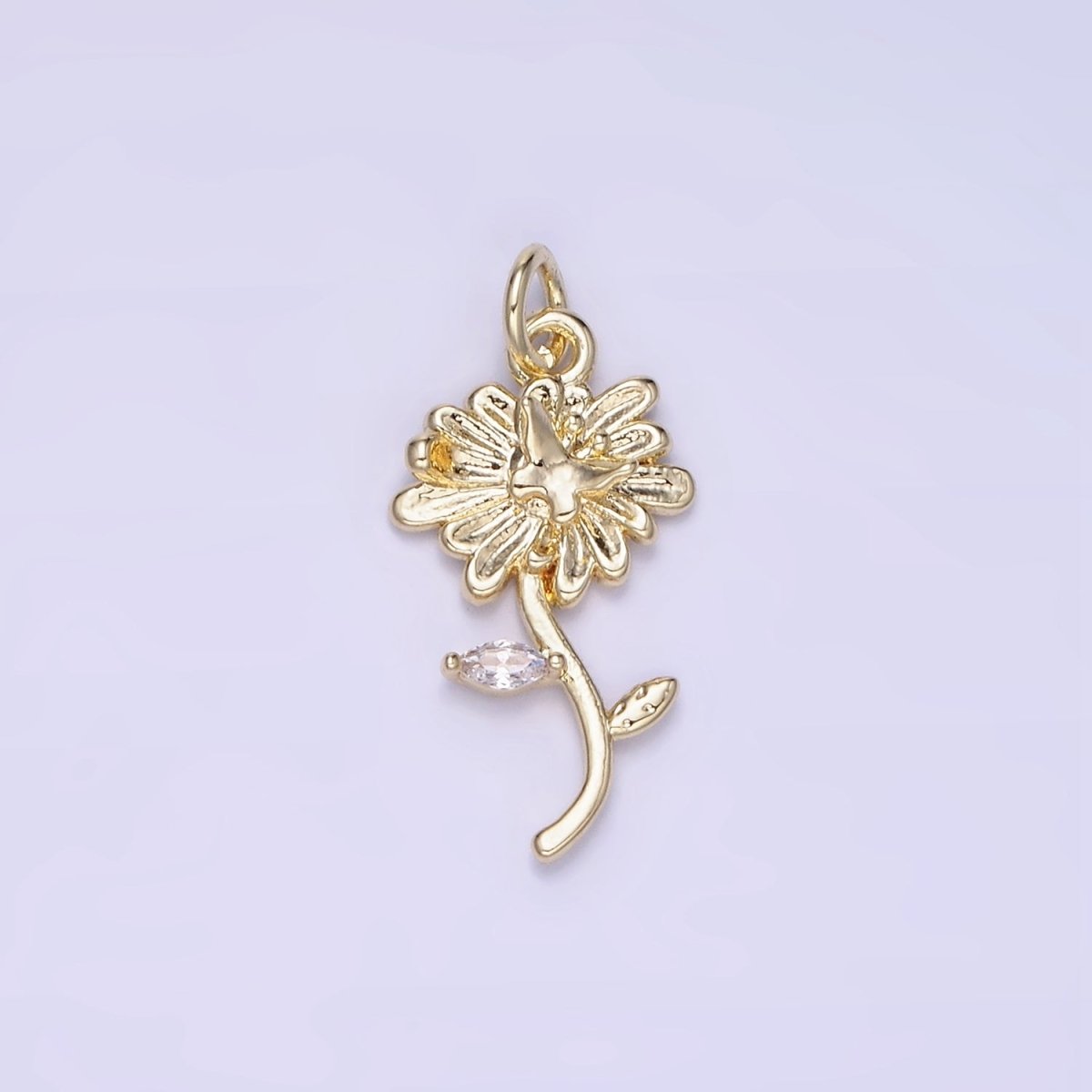 14K Gold Filled Daisy Flower w/ Butterfly CZ Charm | AG-678