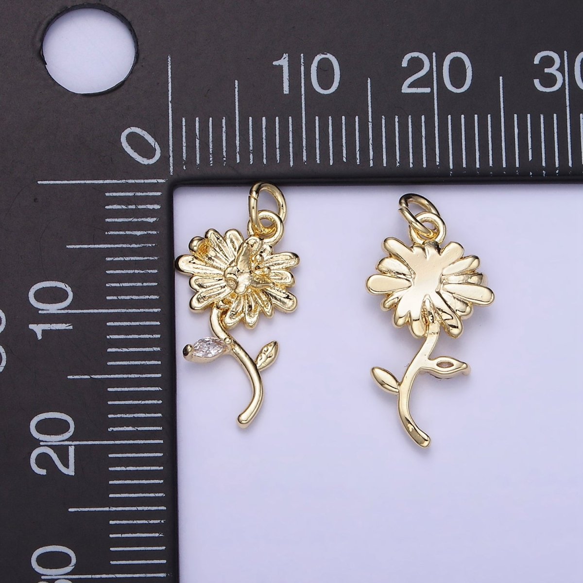 14K Gold Filled Daisy Flower w/ Butterfly CZ Charm | AG-678