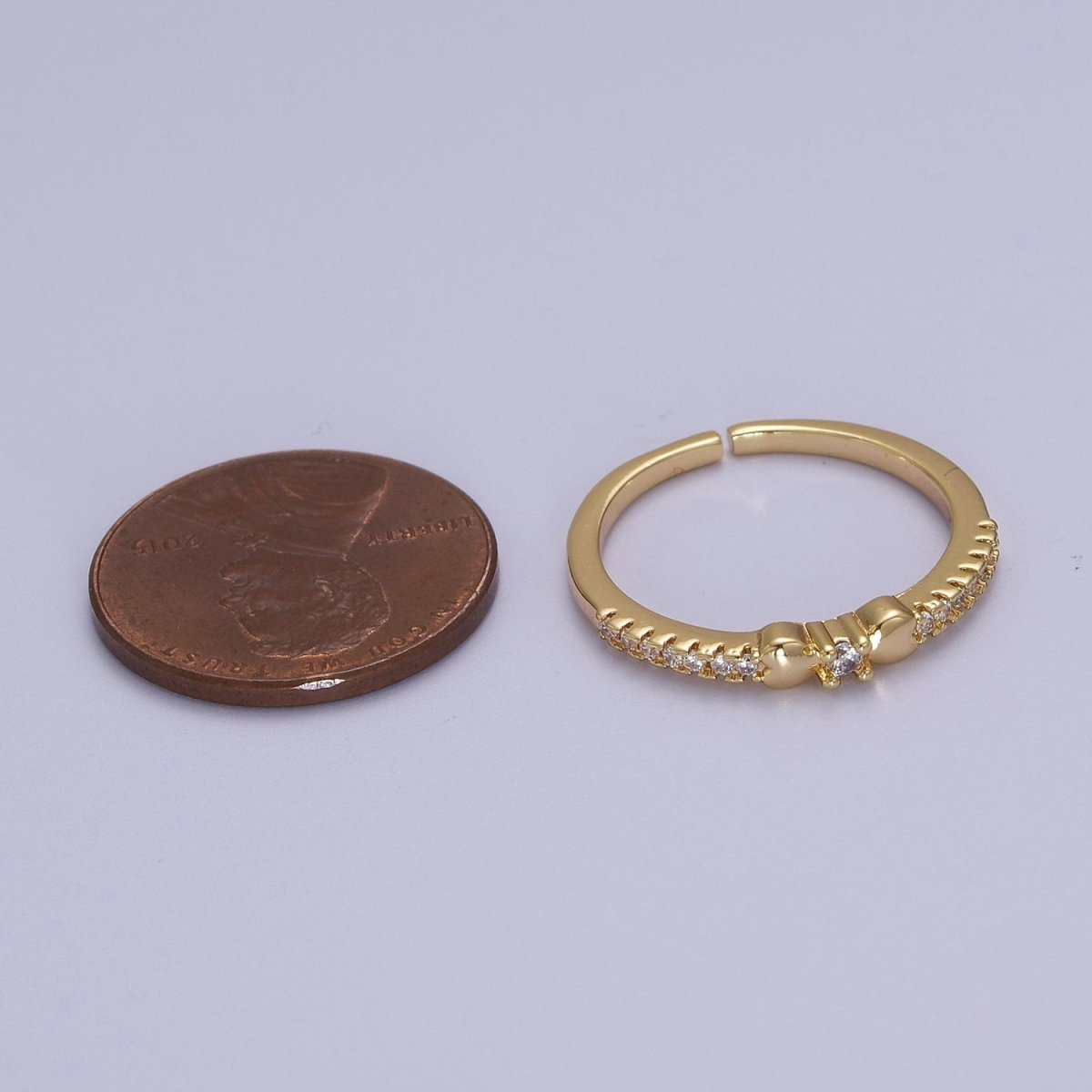 14k Gold Filled Delicate Simple Ring, CZ Micro Pave Ring, Everyday Ring, Open Adjustable Ring S-535