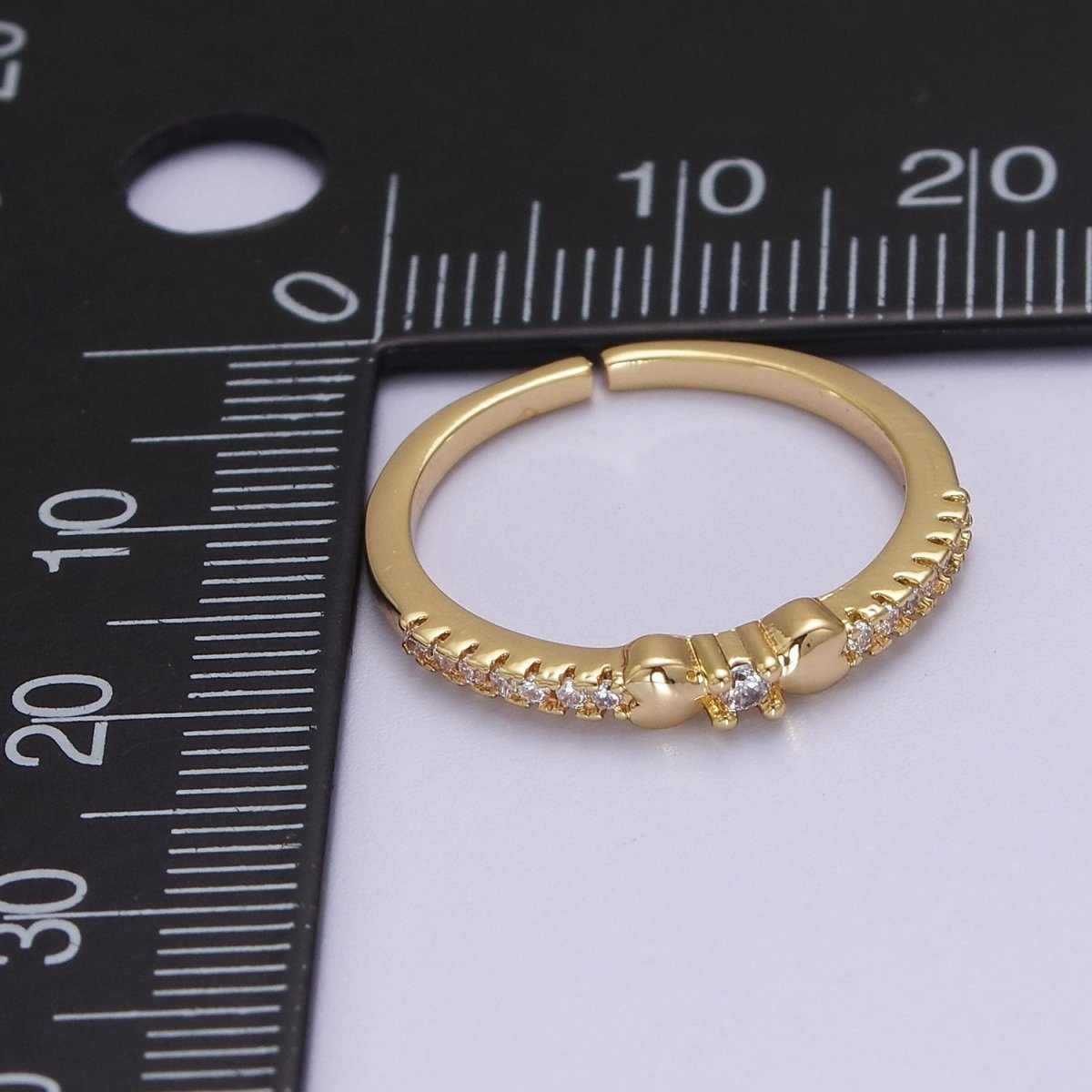 14k Gold Filled Delicate Simple Ring, CZ Micro Pave Ring, Everyday Ring, Open Adjustable Ring S-535