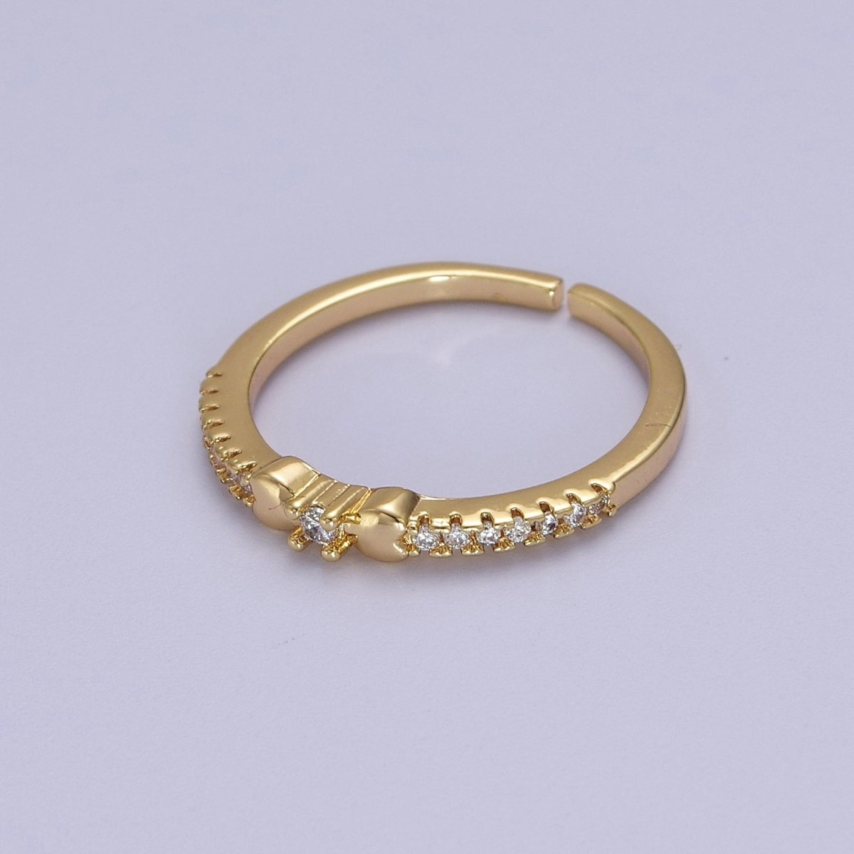 14k Gold Filled Delicate Simple Ring, CZ Micro Pave Ring, Everyday Ring, Open Adjustable Ring S-535